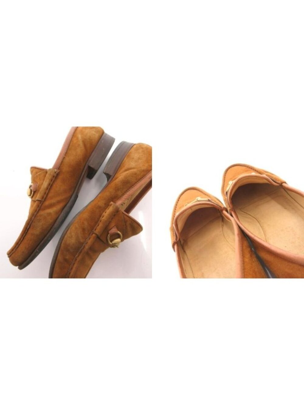 Gucci Horsebit Loafers Suede Gold 36 Brown - Picture 9 of 9